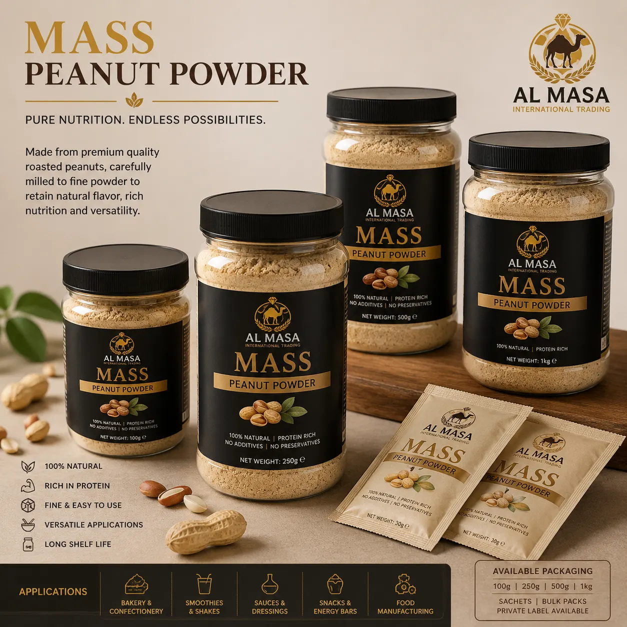 MAS Peanut Powder jars and sachets